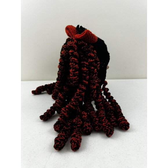 Handmade Crochet Halloween Wig Kawaii Hat Bats Bows Curls  Adults Black Orange - Picture 5 of 9